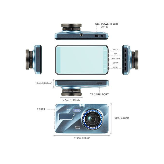 4-inch Touch DVR 2.5D High-definition Dual Camera Driving Recorder