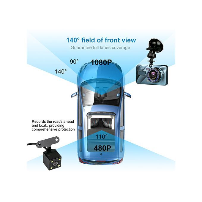4-inch Touch DVR 2.5D High-definition Dual Camera Driving Recorder