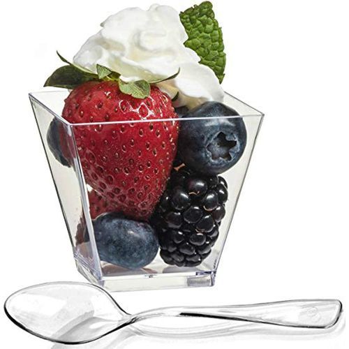 Zappy 200 Ct Square Mini Dessert Cups 2 Oz Clear Tasting