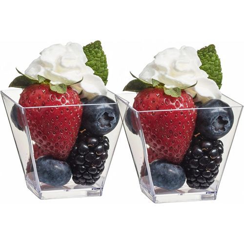 Zappy 200 Ct Square Mini Dessert Cups 2 Oz Clear Tasting