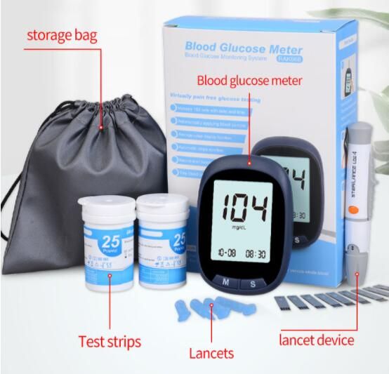 Blood Glucose Monitor Glucometer Blood Sugar Diabetes Tester Kit + 25 Test Strips Lancets Needles