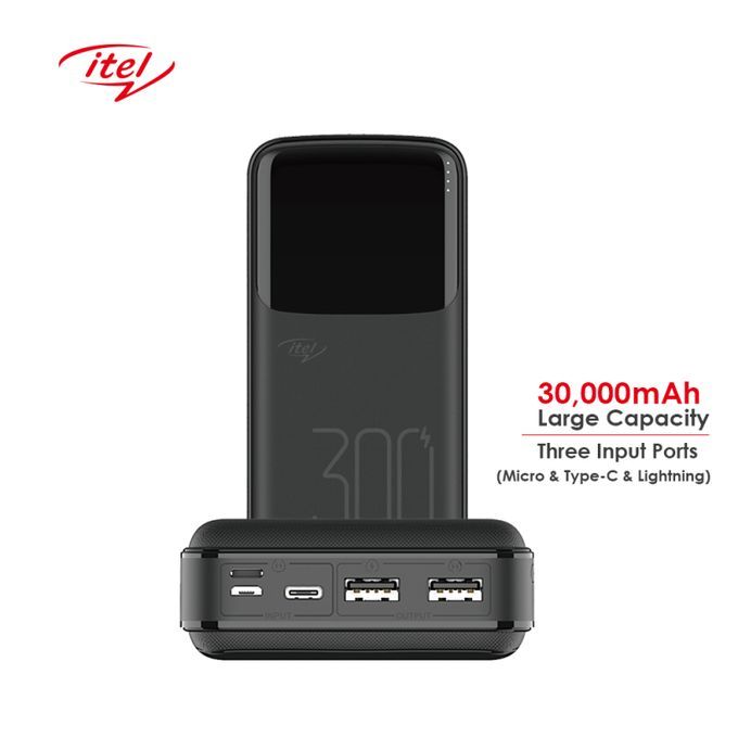 30000mAh Triple Input Fast Charging Power Bank + Fast Type-C Charger