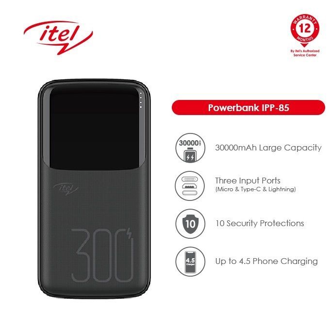 30000mAh Triple Input Fast Charging Power Bank + Fast Type-C Charger