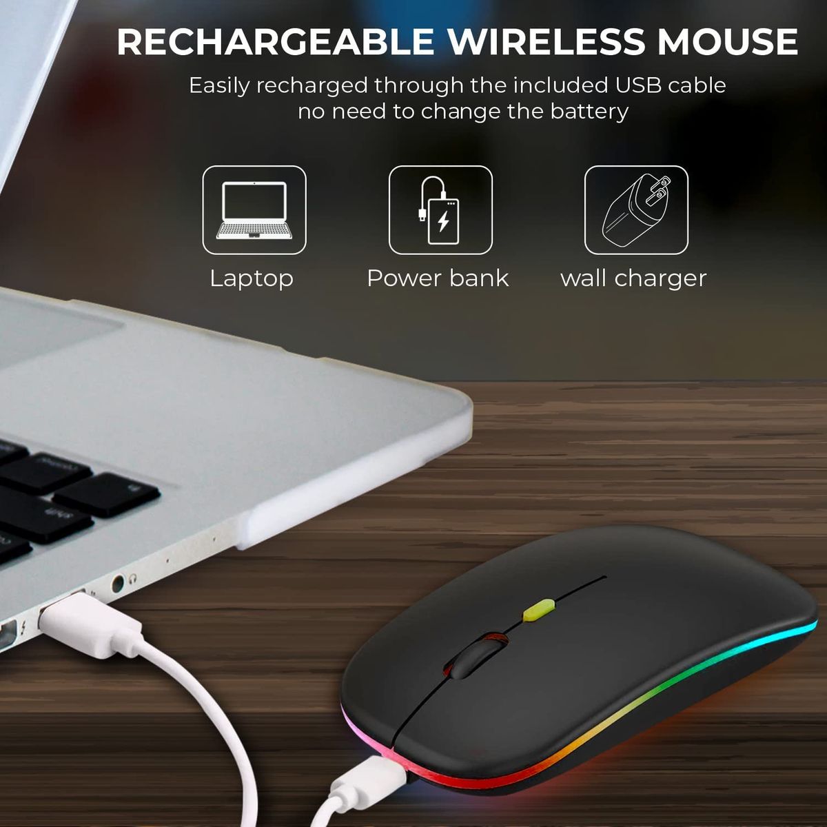Bluetooth Charging Mouse 2.4G Wireless Mouse Light