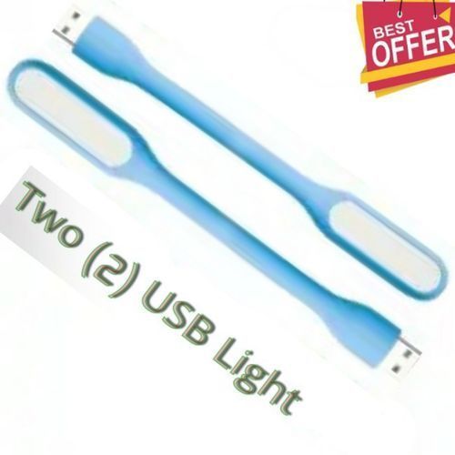 TWO (2) POWER SAVING FLEXIBLE USB LED LIGHTS FOR COMPUTERS KEYBOARDS - POWER BANK USB PORT AND ROOM - LIGHTS