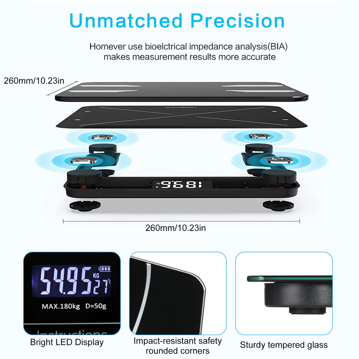 Multi-Functional Rechargeble BT Intelligent Weight Scale
