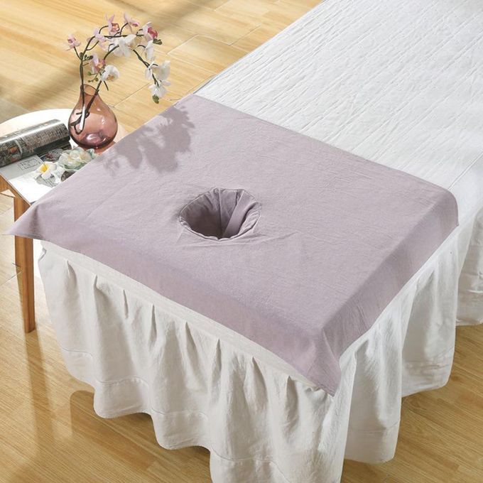 Cotton SPA Half Table Cover Beauty Salon Bed Face Hole Purple Grey