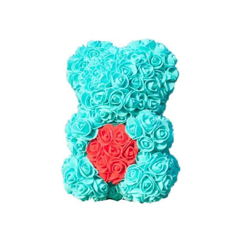 Rose Bear Heart Artificial Flower Rose Teddy Bear for Women Valentine's Wedding Birthday Christmas Gift Green