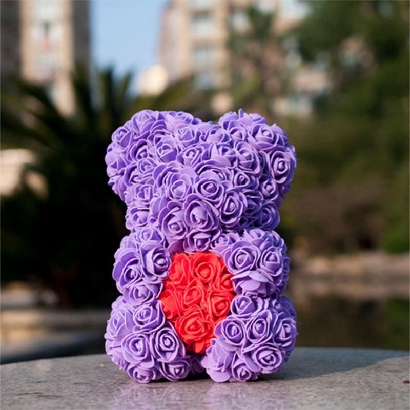 Rose Bear Heart Artificial Flower Rose Teddy Bear for Women Valentine's Wedding Birthday Christmas Gift Green