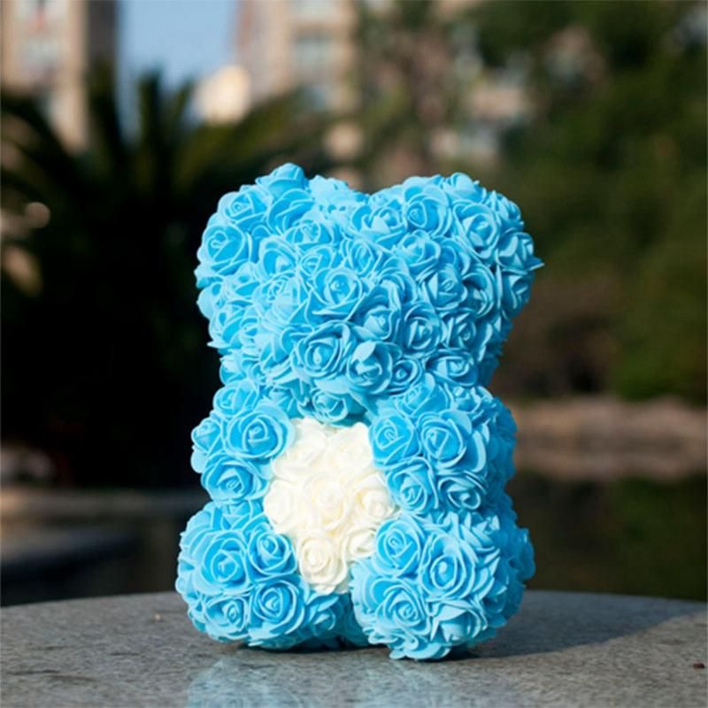Rose Bear Heart Artificial Flower Rose Teddy Bear for Women Valentine's Wedding Birthday Christmas Gift Green