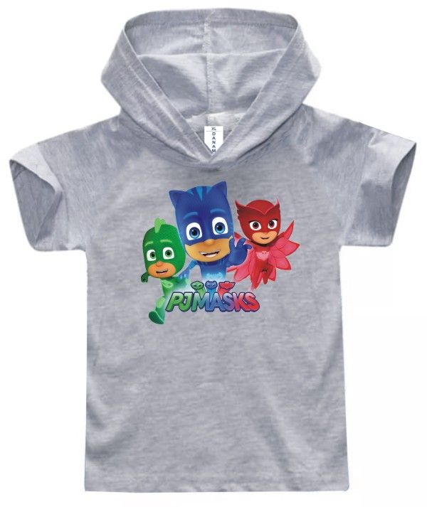 PJ Masks Children Hooded T-Shirt- Light Grey