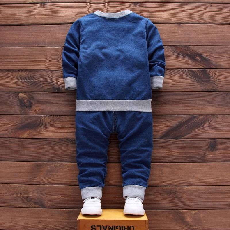 Kids Long Sleeve Denim Coat + Trousers Clothing Set