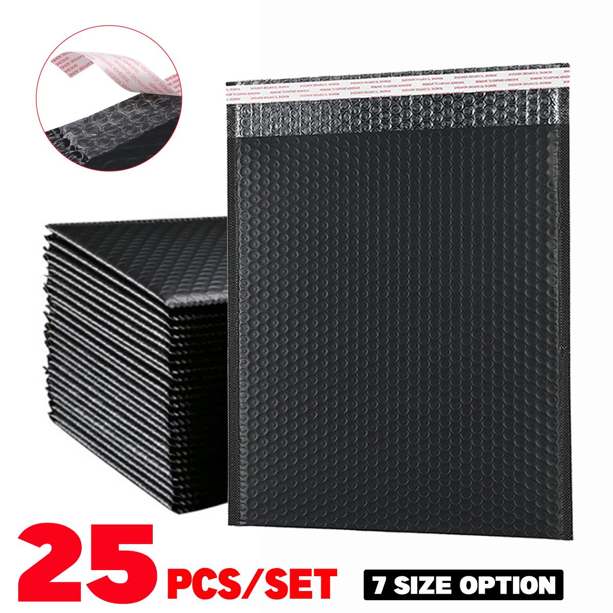 20Pcs/set Black Padded Bubble Envelopes Bag Lined Poly Mailer Seal Bags 7Sizes