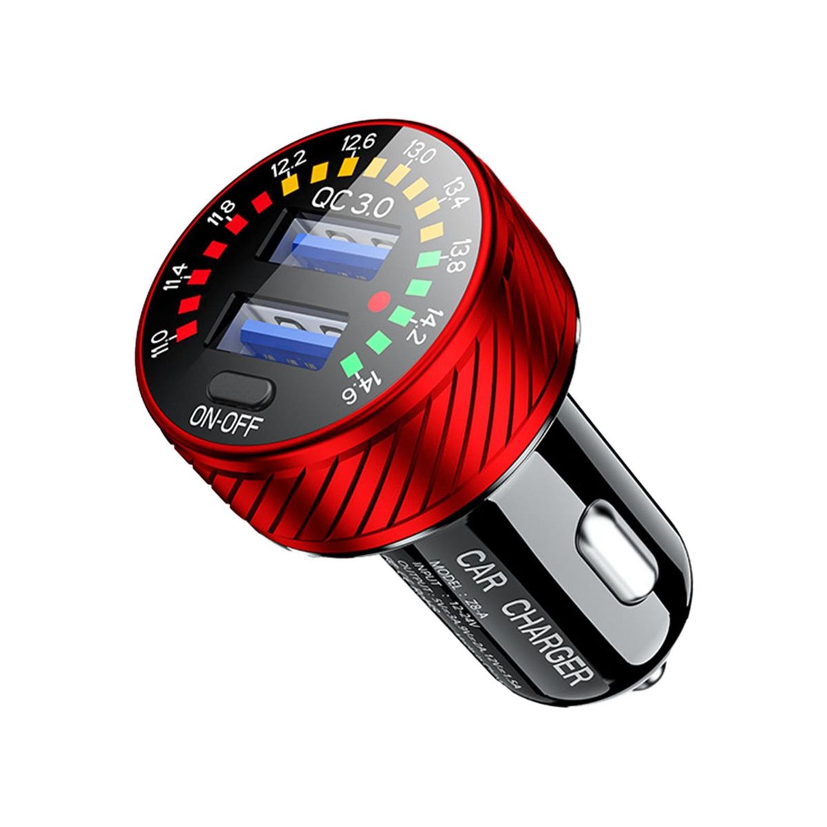 Metal Car Charger Turbocharge Touch High-speed Car Charger with Led Red
