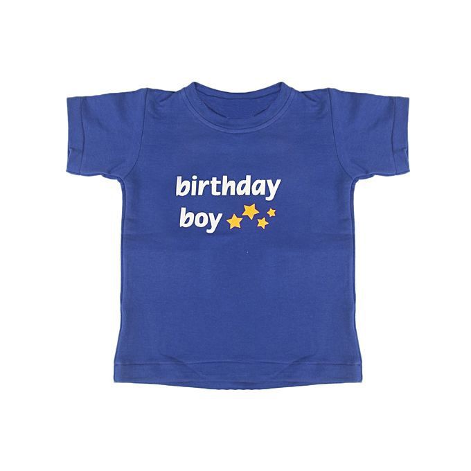 Star Birthday Boy Printed T Shirt- Royal Blue