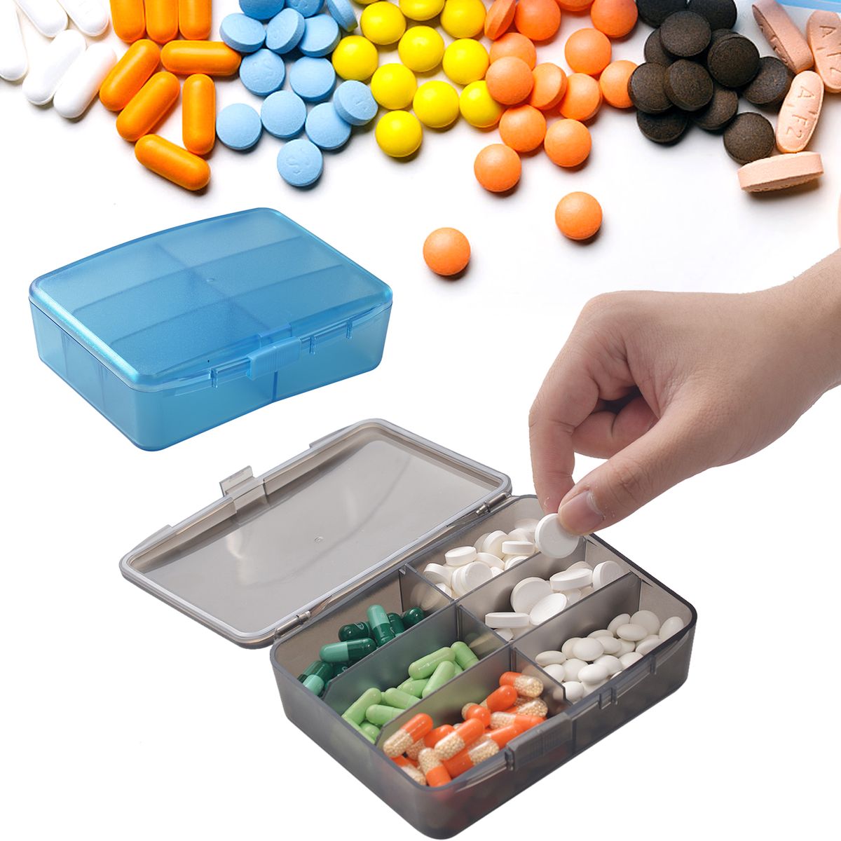 High-Capacity Pill Organizer Pill Box Case Daily Medicine