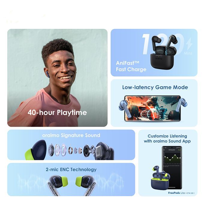 FreePods Lite 40-hour Playtime ENC True Wireless Earbuds