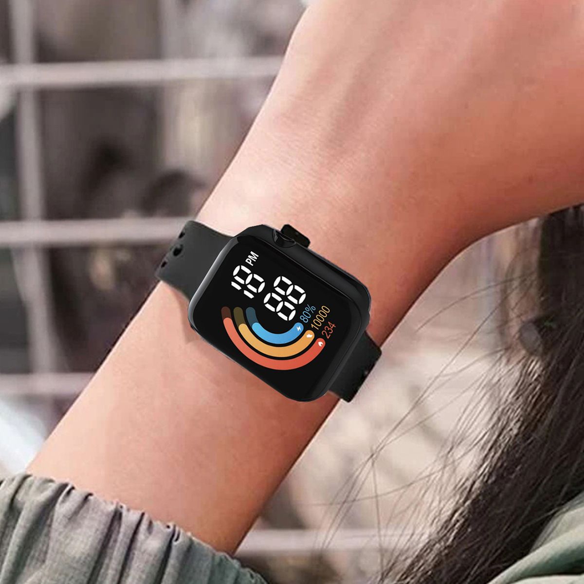 Led Creative Dial Rainbow Pattern Watche - Black