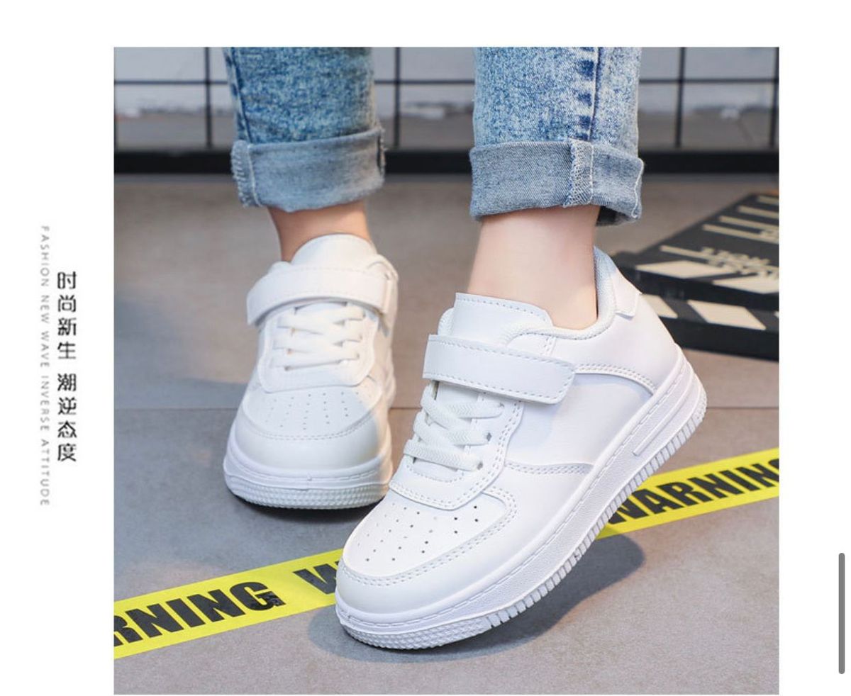 Kids All-White Sport Sneakers