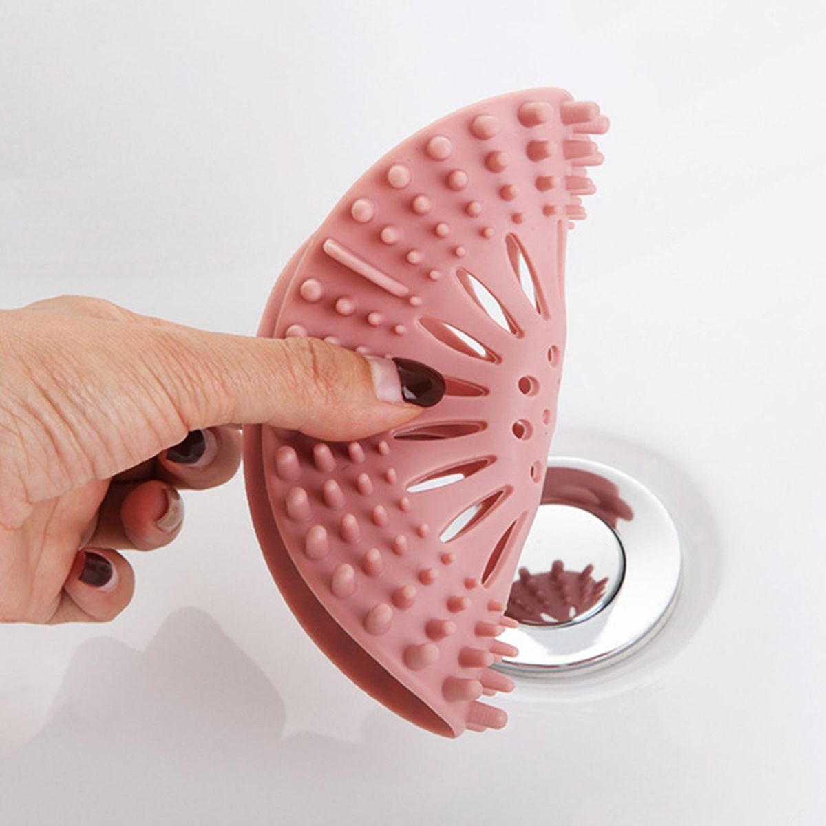 5Pcs Sink Strainer Bathroom Floor Drain Deodorant Mat Hair Trap Filter Pink