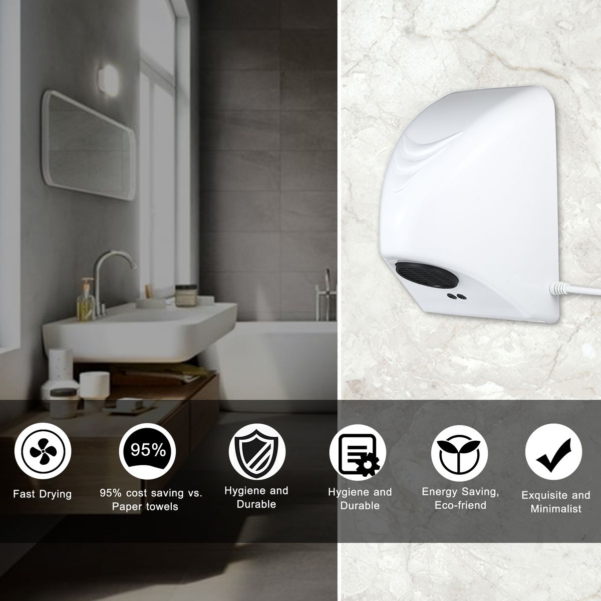 Automatic Commercial Hand Dryer 600W Electric Hand Dryers
