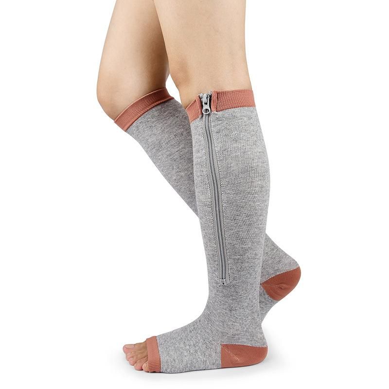 Women's Sports Compression Socks Open Toe Calf Zipper for Easy Comfortable Wear