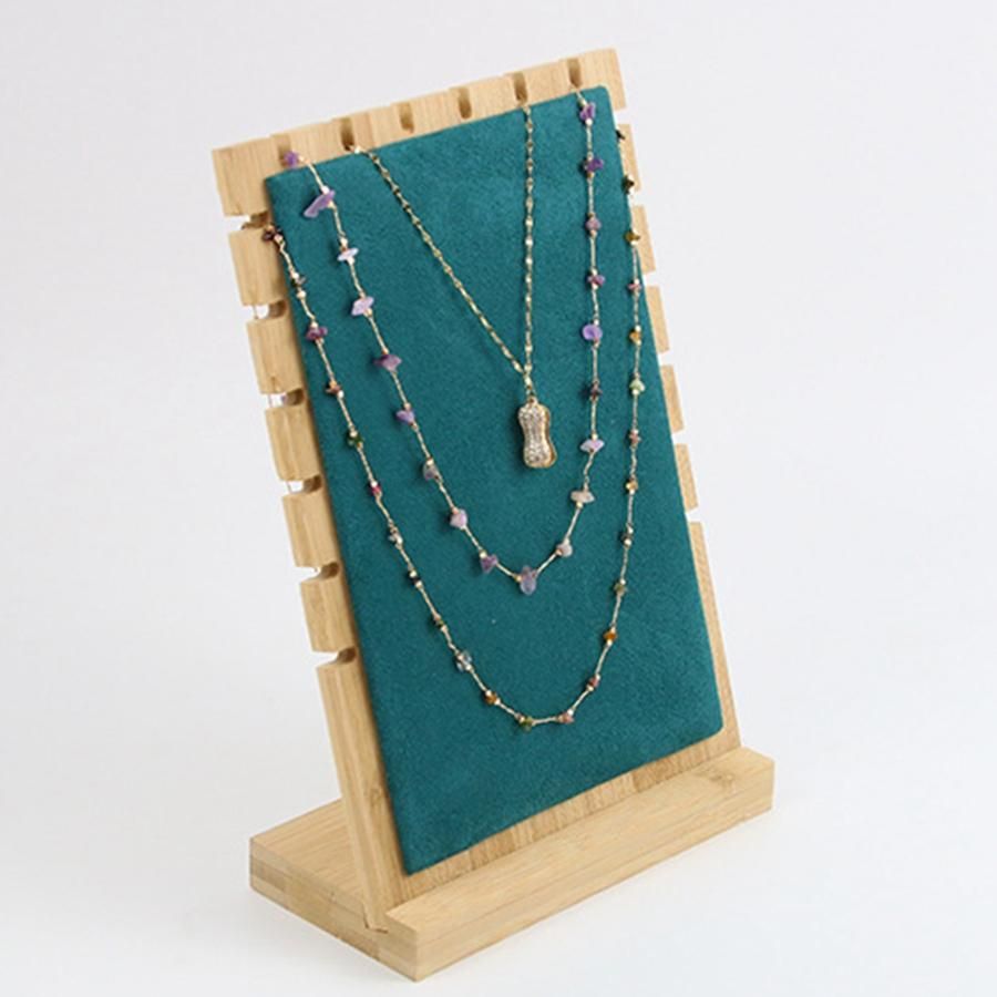 Bamboo Wood Jewelry Display Stand Necklace Showcase Holder B