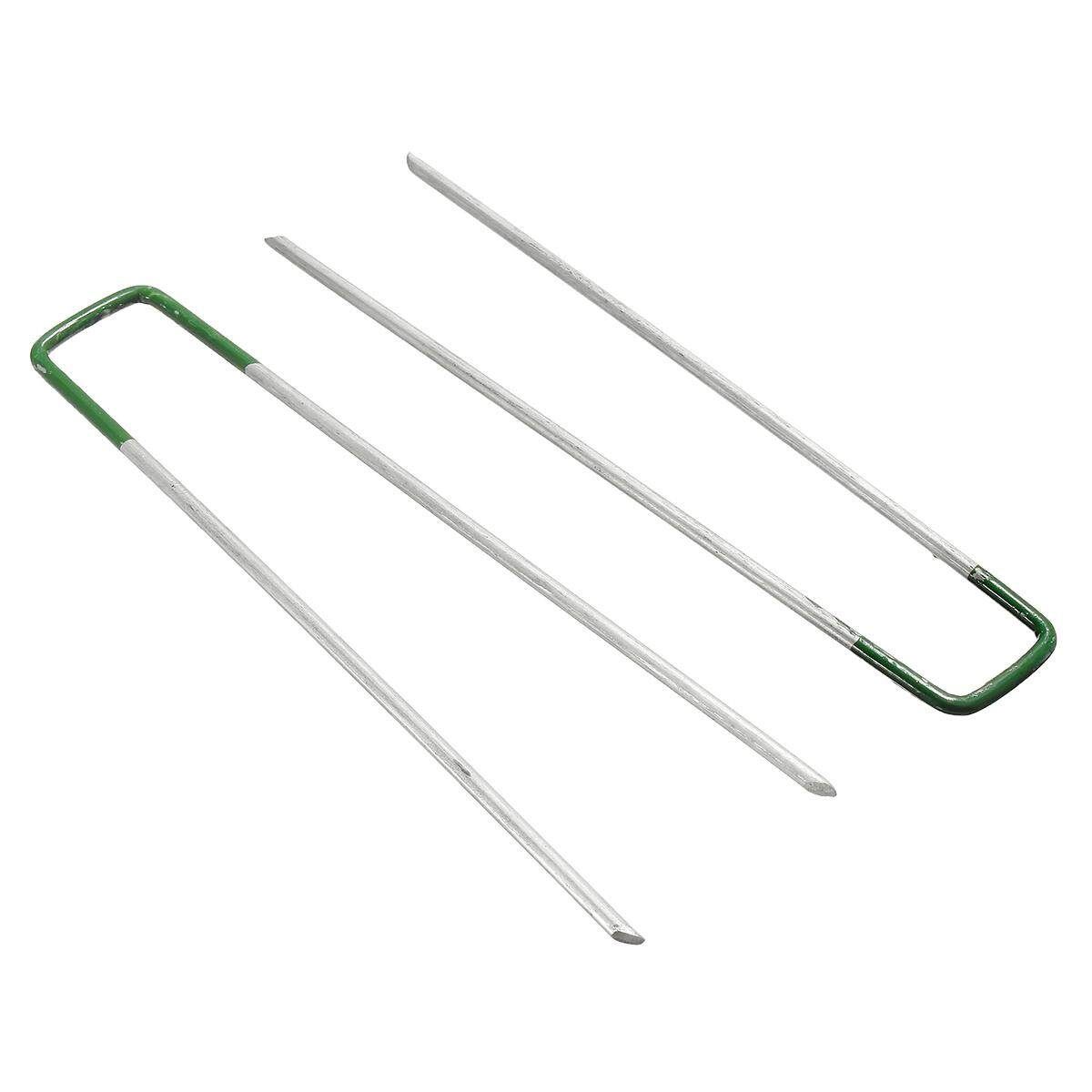 10Pc Green Grass Turf U Shape Pins Metal Galvanised Pegs Staples