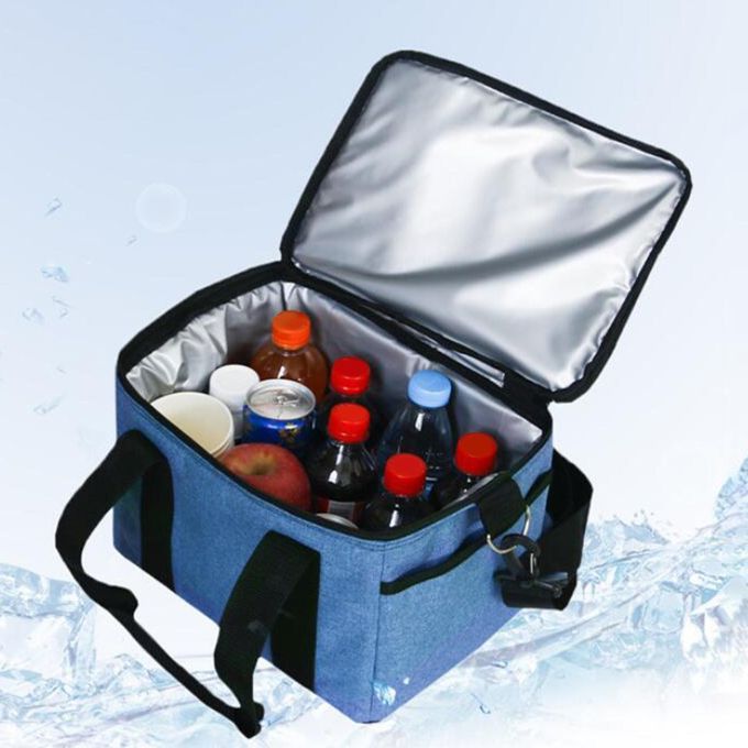 Large Oxford Cloth Insulated Food Cooler Bag Thermal Hiking Blue