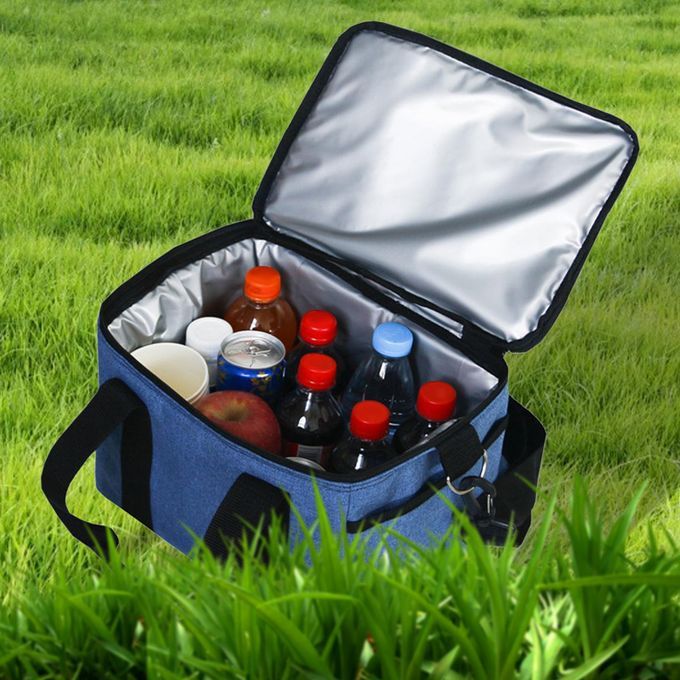 Large Oxford Cloth Insulated Food Cooler Bag Thermal Hiking Blue