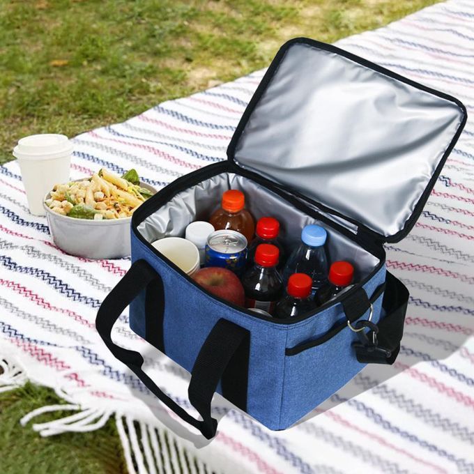 Large Oxford Cloth Insulated Food Cooler Bag Thermal Hiking Blue