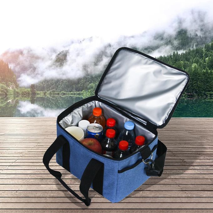 Large Oxford Cloth Insulated Food Cooler Bag Thermal Hiking Blue