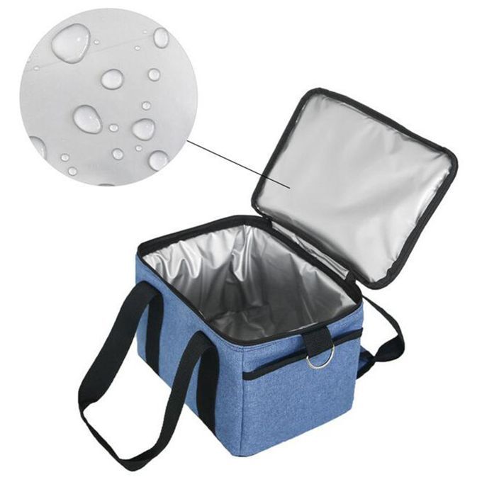 Large Oxford Cloth Insulated Food Cooler Bag Thermal Hiking Blue
