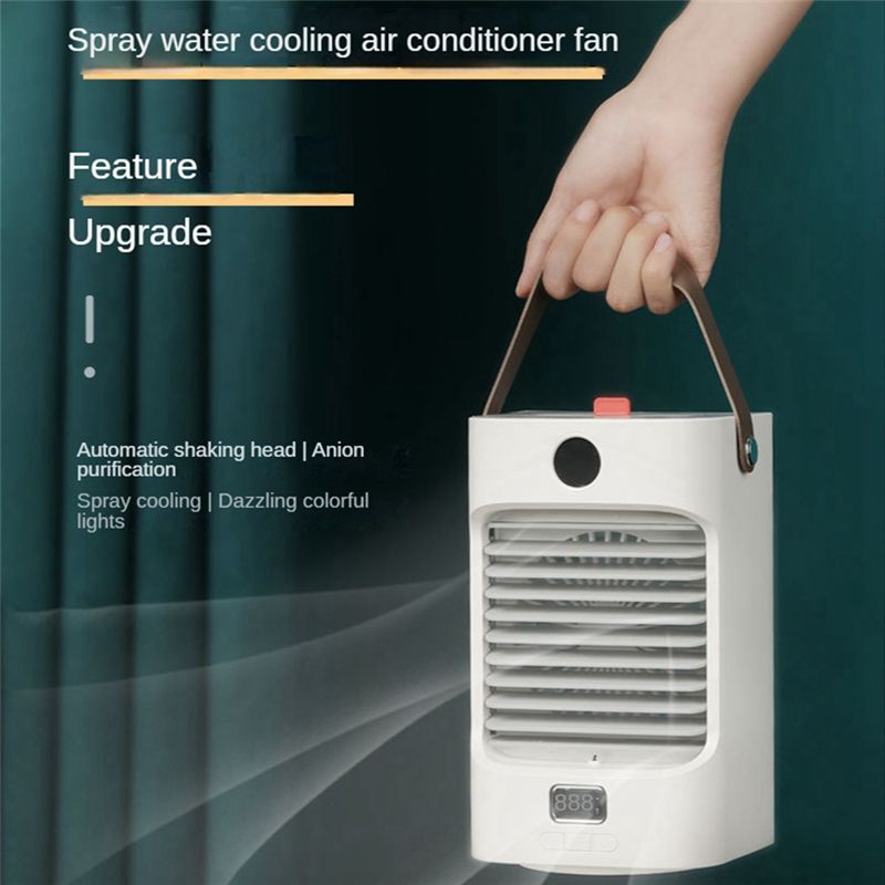 Portable Air Cooler Fan USB Air Cooler Mini Negative Ion Air Conditioning Humidifier Purifier Colorful Lights 4000MAh B
