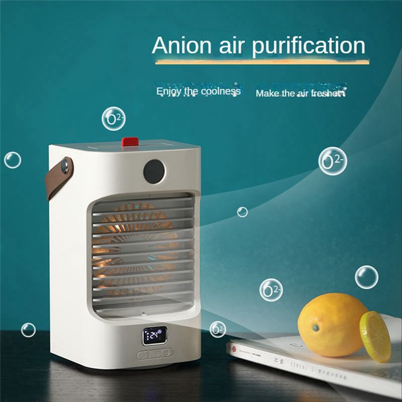 Portable Air Cooler Fan USB Air Cooler Mini Negative Ion Air Conditioning Humidifier Purifier Colorful Lights 4000MAh B