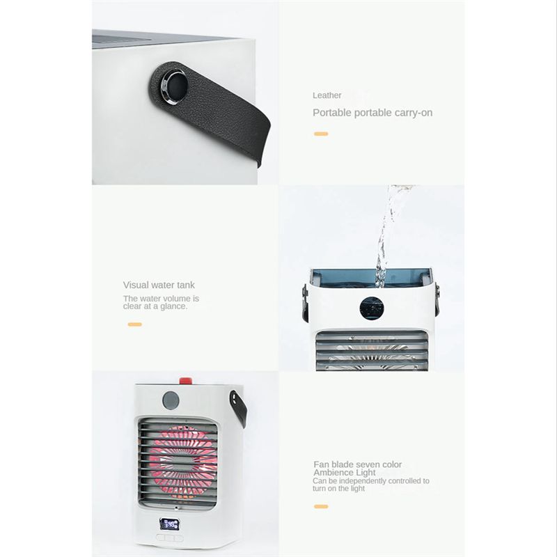 Portable Air Cooler Fan USB Air Cooler Mini Negative Ion Air Conditioning Humidifier Purifier Colorful Lights 4000MAh B