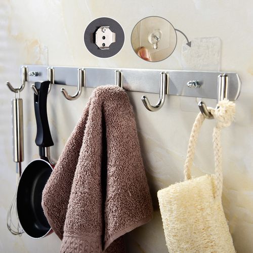 Stainless Steel Self Adhesive Coat/Towel Hook Rack Rail