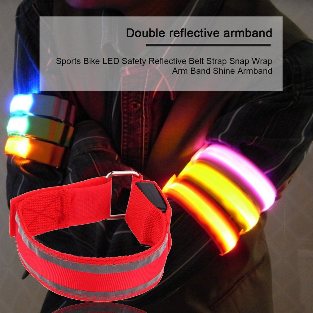 OR Sports Bike LED Safety Reflective Belt Strap Snap Wrap Arm Band Shine Armband