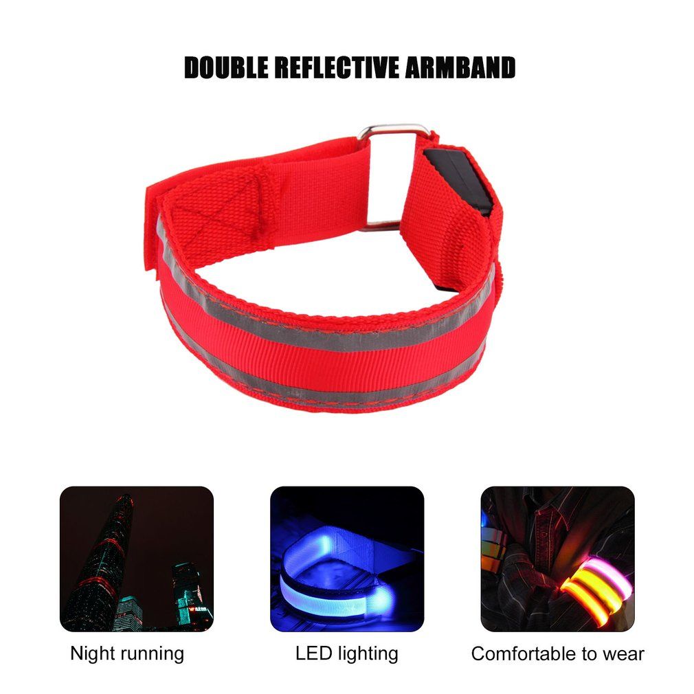 OR Sports Bike LED Safety Reflective Belt Strap Snap Wrap Arm Band Shine Armband