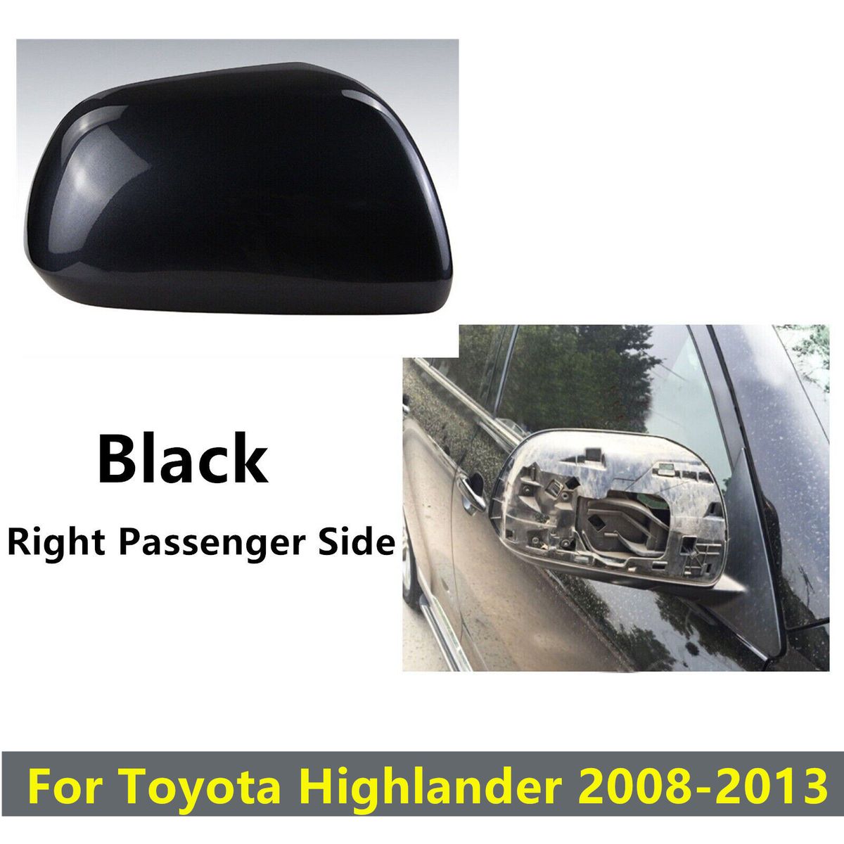 Right Passenger Side Mirror Cover Cap Replacement For Toyota Highlander 2008