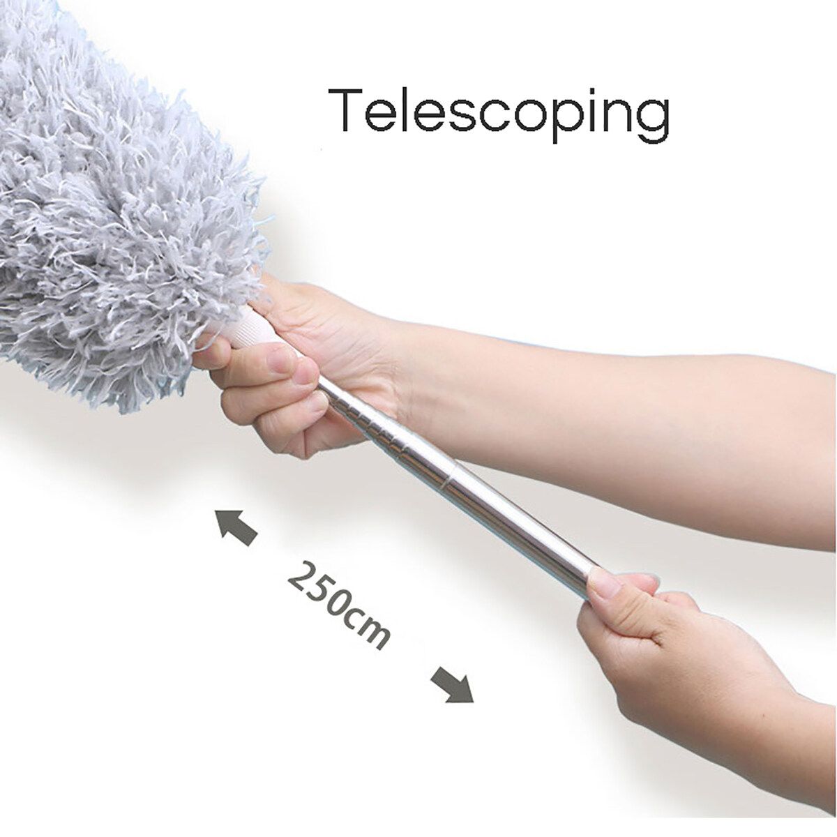 Microfiber Duster Telescopic Pole Washable Roof Cleaning Long Handle For Cleaning Roof, Blinds, Cobwebs,Ceiling Fan, Furniture 2.5m Replacement Head Set