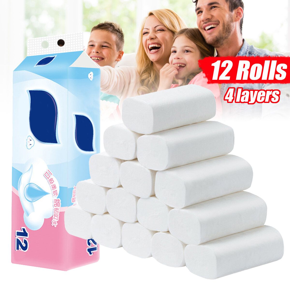 12 Rolls 4 Layers 100% Hotel Grade Jumbo Roll Tissue Toilet Paper - Produce By Company With FSC And ISO14000 Certification JRT