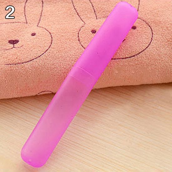 Portable Travel Hiking Camping Toothbrush Holder Case Tube Protect Cover Box-Purple