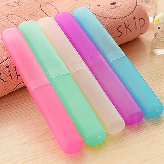 Portable Travel Hiking Camping Toothbrush Holder Case Tube Protect Cover Box-Purple