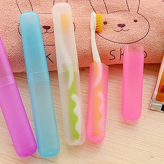 Portable Travel Hiking Camping Toothbrush Holder Case Tube Protect Cover Box-Purple