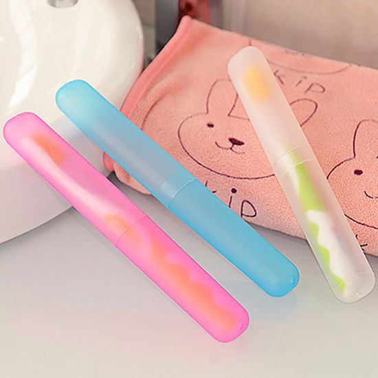 Portable Travel Hiking Camping Toothbrush Holder Case Tube Protect Cover Box-Purple