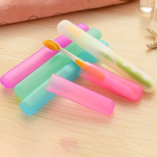 Portable Travel Hiking Camping Toothbrush Holder Case Tube Protect Cover Box-Purple