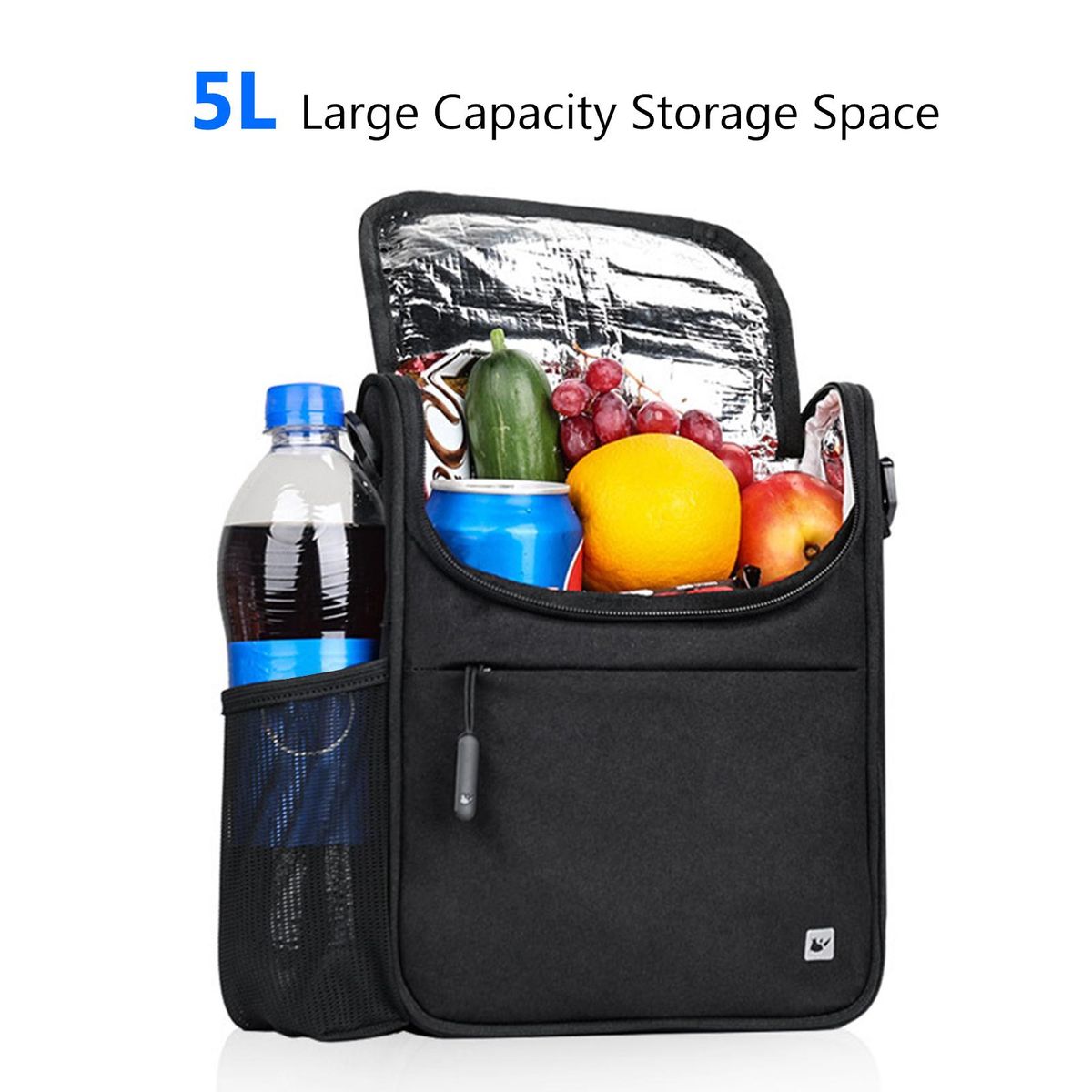 5L Capacity Handlebar Bag Aluminum Coat Heat Preservation Bike Handlebar Bag Multifunctional Bag for Cycling Daily Use