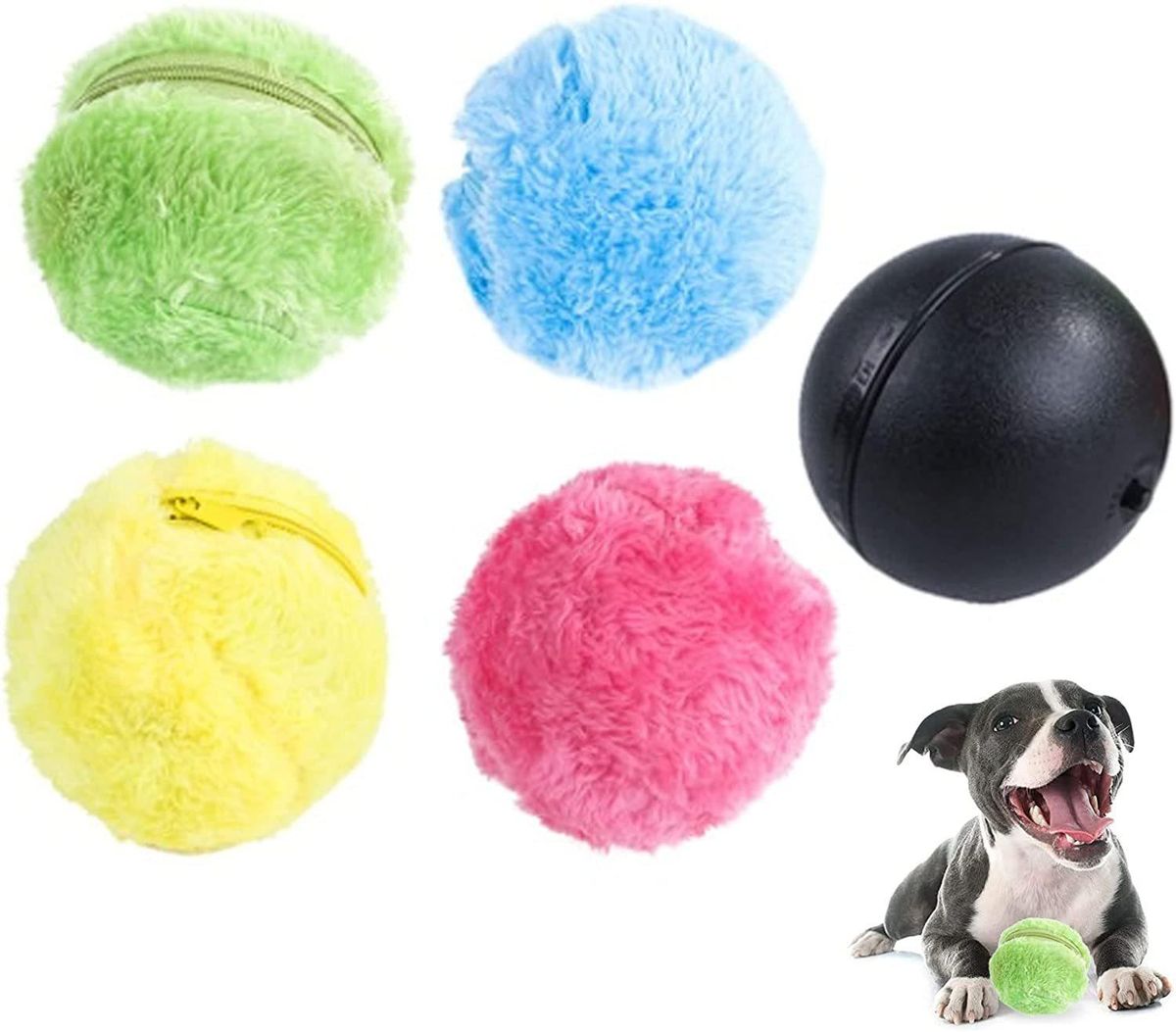 Cross-border fur ball sweeping robot automatic vacuum cleaner dog plush toy electric rolling ball pet supplies 1 ball + 4 fur sleeves box packaging