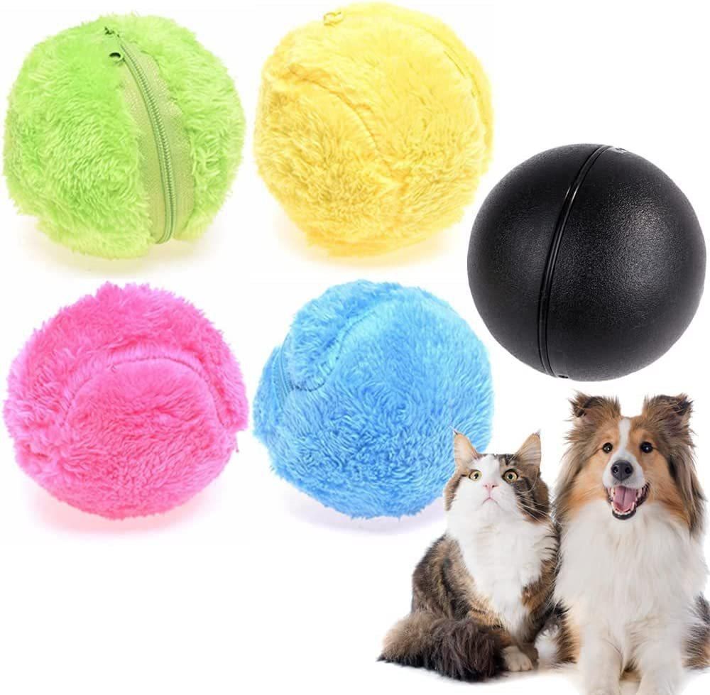 Cross-border fur ball sweeping robot automatic vacuum cleaner dog plush toy electric rolling ball pet supplies 1 ball + 4 fur sleeves box packaging